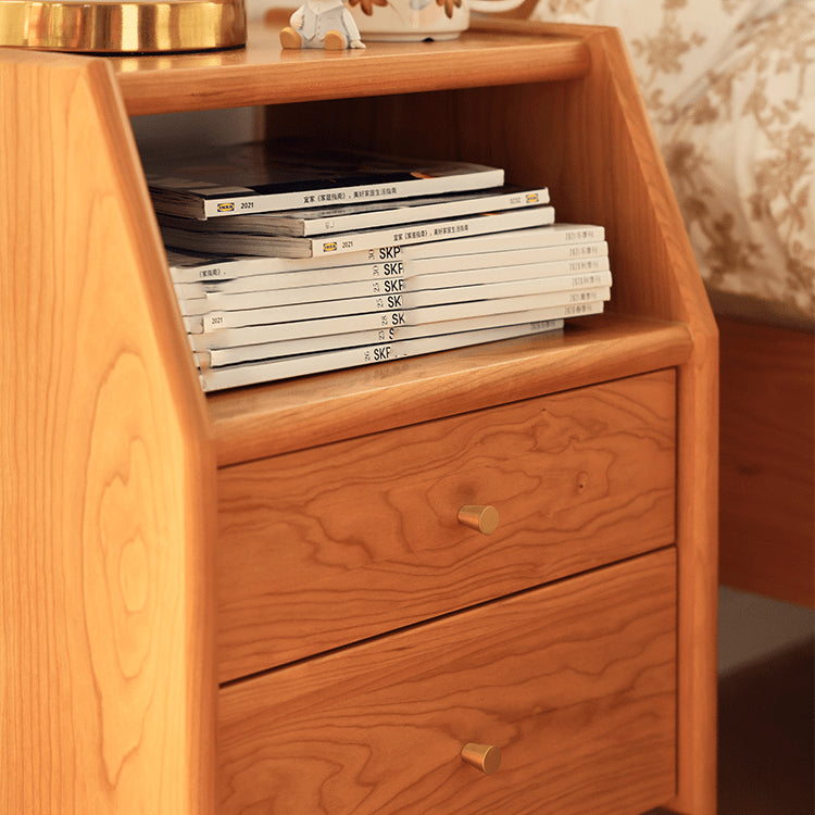 Elegant Bedside Cupboard in Rich Cherry, Tung, and Red Oak Wood Finishes fyg-675