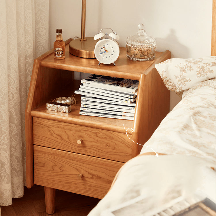 Elegant Bedside Cupboard in Rich Cherry, Tung, and Red Oak Wood Finishes fyg-675