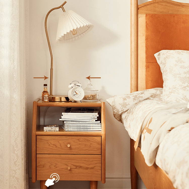 Elegant Bedside Cupboard in Rich Cherry, Tung, and Red Oak Wood Finishes fyg-675