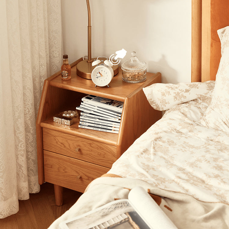 Elegant Bedside Cupboard in Rich Cherry, Tung, and Red Oak Wood Finishes fyg-675