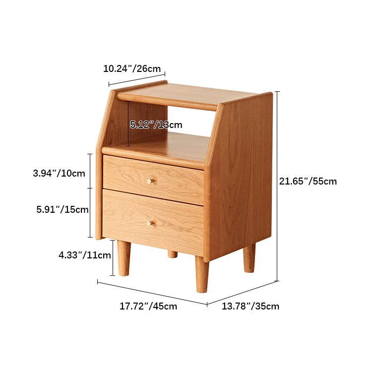 Elegant Bedside Cupboard in Rich Cherry, Tung, and Red Oak Wood Finishes fyg-675