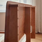 Handcrafted Cherry Wood and Pine Bed with Stainless Steel Accents - Luxurious Natural Finish fyg-677