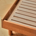 Handcrafted Cherry Wood and Pine Bed with Stainless Steel Accents - Luxurious Natural Finish fyg-677
