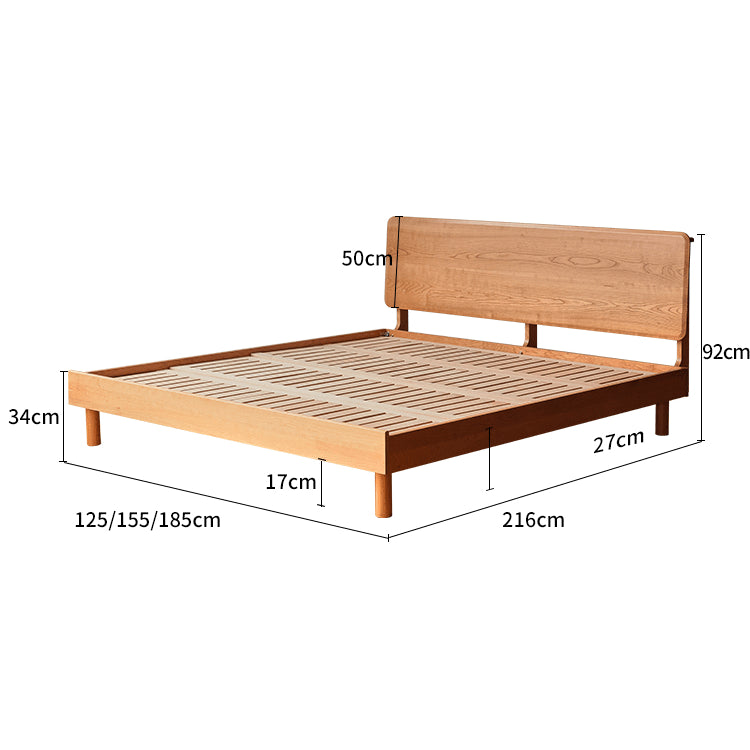 Handcrafted Cherry Wood and Pine Bed with Stainless Steel Accents - Luxurious Natural Finish fyg-677