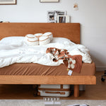Elegant Natural Wood Bed with Cherry and Beech Wood Accents & Durable Metal Frame fyg-678