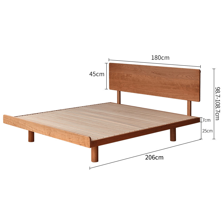 Elegant Natural Wood Bed with Cherry and Beech Wood Accents & Durable Metal Frame fyg-678
