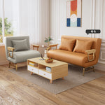 Premium Leathaire Sofa with Solid Wood Frame in Dark Gray, Beige, Light Blue & Vibrant Orange fyj-1247