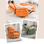 Modern Nano Leather Sofa with Orange-Green Accent and Metal Frame fykl-434