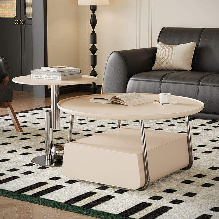 Stunning Stainless Steel & Solid Wood Tea Table – Modern Elegance for Your Living Room fym-2578