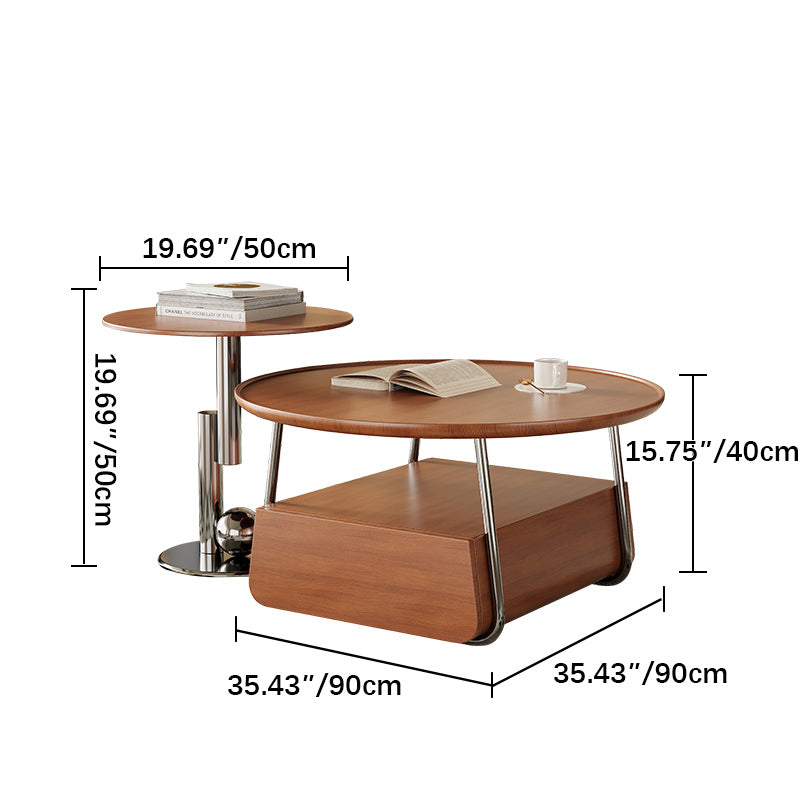 Stunning Stainless Steel & Solid Wood Tea Table – Modern Elegance for Your Living Room fym-2578