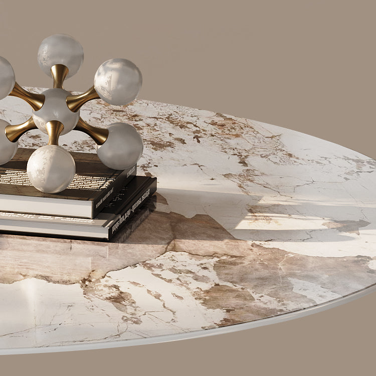 Modern Tea Table - Sintered Stone, Stainless Steel & Solid Wood Elegance fym-2579