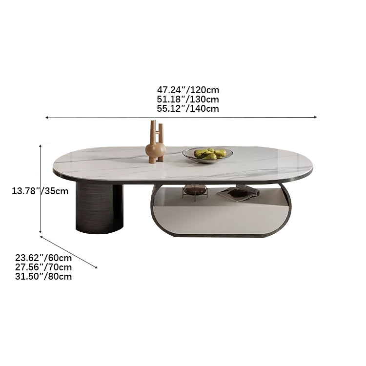 Sintered Stone Tea Table with Solid Wood Base – Stylish & Durable Design for Modern Living fym-2583