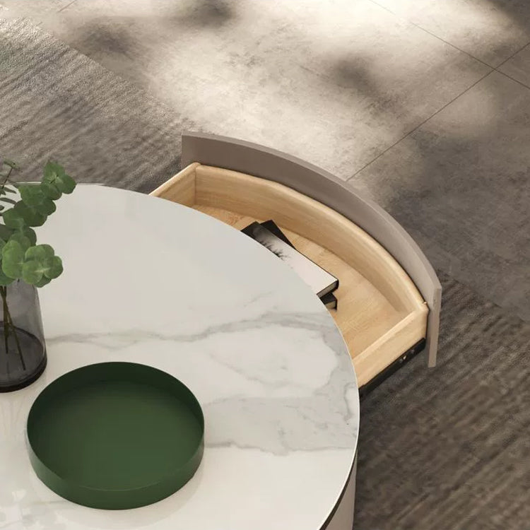 Modern Sintered Stone & Solid Wood Tea Table - Elegant Durable Design fym-2584