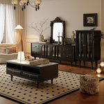 Stylish Black TV Cabinet with Elegant Acrylic Accents and Ample Storage fymj-4842