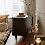 Stylish Black TV Cabinet with Elegant Acrylic Accents and Ample Storage fymj-4842