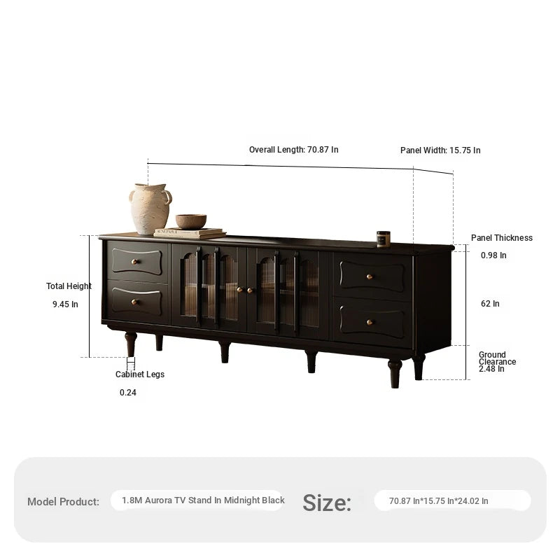 Stylish Black TV Cabinet with Elegant Acrylic Accents and Ample Storage fymj-4842