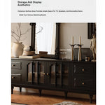 Stylish Black TV Cabinet with Elegant Acrylic Accents and Ample Storage fymj-4842