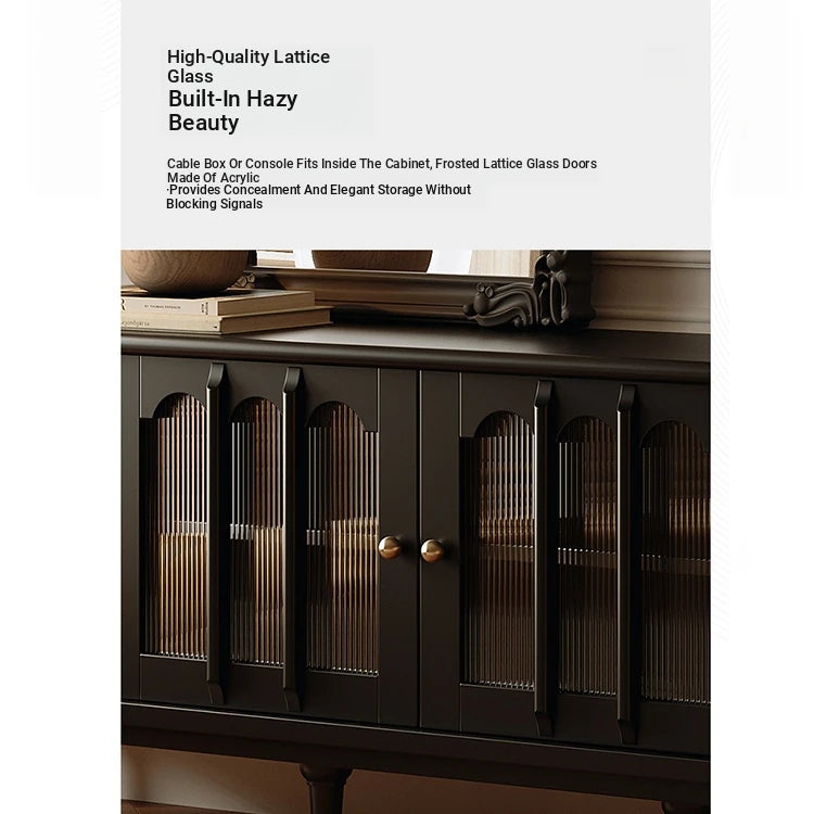 Stylish Black TV Cabinet with Elegant Acrylic Accents and Ample Storage fymj-4842