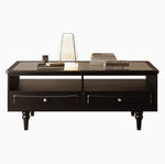 Chic Tempered Glass Tea Table with Elegant Storage Drawers - Modern Coffee Table for Living Room Décor fymj-4843