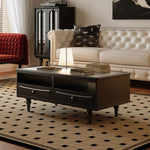 Chic Tempered Glass Tea Table with Elegant Storage Drawers - Modern Coffee Table for Living Room Décor fymj-4843