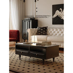 Chic Tempered Glass Tea Table with Elegant Storage Drawers - Modern Coffee Table for Living Room Décor fymj-4843