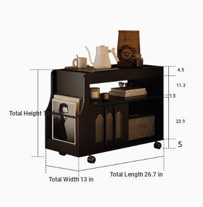 Stylish Rolling Tea Table with Tempered Glass Top and Acrylic Details - Modern Home Bar Cart with Storage Compartments fymj-4845