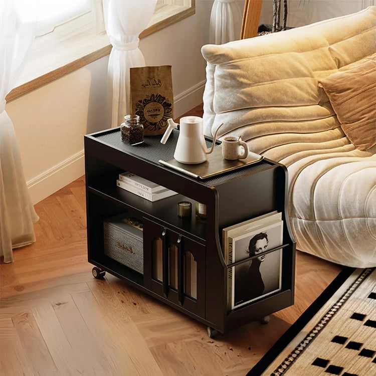 Stylish Rolling Tea Table with Tempered Glass Top and Acrylic Details - Modern Home Bar Cart with Storage Compartments fymj-4845