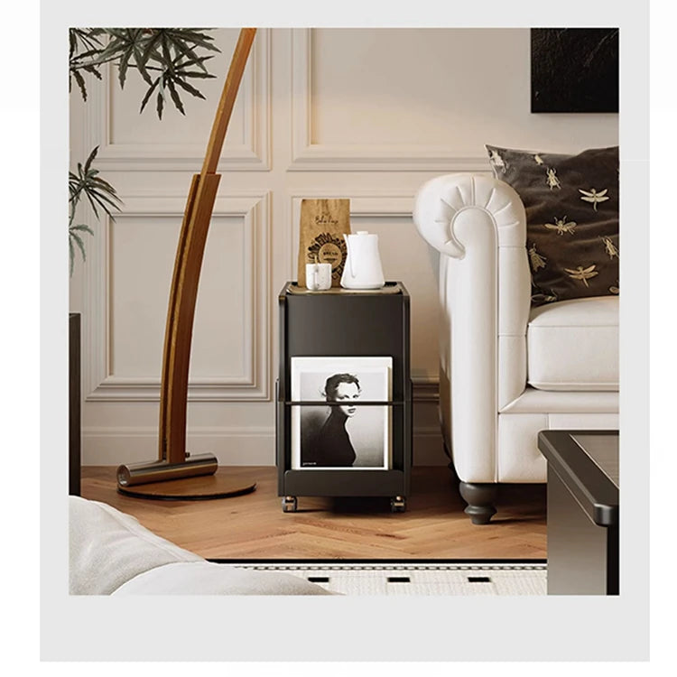 Stylish Rolling Tea Table with Tempered Glass Top and Acrylic Details - Modern Home Bar Cart with Storage Compartments fymj-4845