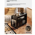 Stylish Rolling Tea Table with Tempered Glass Top and Acrylic Details - Modern Home Bar Cart with Storage Compartments fymj-4845