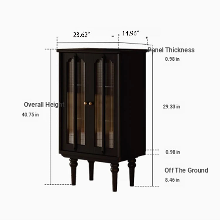 Elegant Black Cabinet with Arched Glass Panels - Stylish Storage Solution for Modern Homes fymj-4847