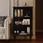 Elegant Black Cabinet with Arched Glass Panels - Stylish Storage Solution for Modern Homes fymj-4847