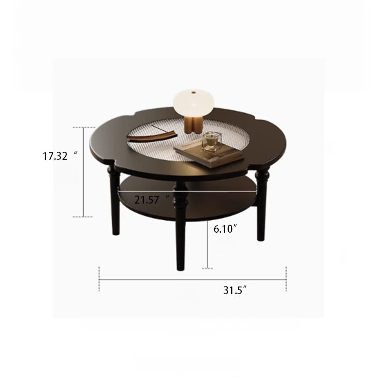 Stylish Round Coffee Table with Tempered Glass Top and Elegant Black Finish for Modern Living Rooms fymj-4849