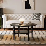 Stylish Round Coffee Table with Tempered Glass Top and Elegant Black Finish for Modern Living Rooms fymj-4849
