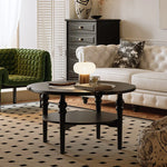 Stylish Round Coffee Table with Tempered Glass Top and Elegant Black Finish for Modern Living Rooms fymj-4849