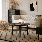 Stylish Round Coffee Table with Tempered Glass Top and Elegant Black Finish for Modern Living Rooms fymj-4849