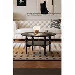 Stylish Round Coffee Table with Tempered Glass Top and Elegant Black Finish for Modern Living Rooms fymj-4849