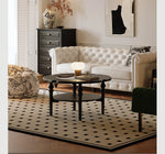 Stylish Round Coffee Table with Tempered Glass Top and Elegant Black Finish for Modern Living Rooms fymj-4849