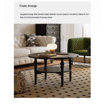 Stylish Round Coffee Table with Tempered Glass Top and Elegant Black Finish for Modern Living Rooms fymj-4849