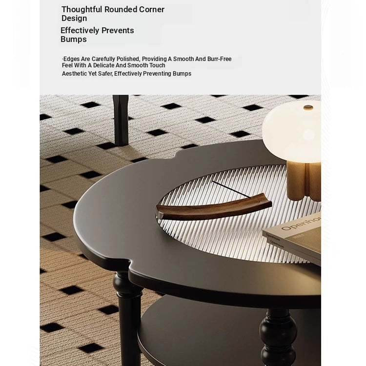Stylish Round Coffee Table with Tempered Glass Top and Elegant Black Finish for Modern Living Rooms fymj-4849