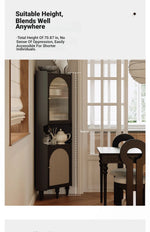 Elegant Black Cabinet with Acrylic Rattan Weaving Design – Stylish Storage Solution for Any Room fymj-4851