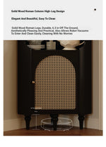 Elegant Black Cabinet with Acrylic Rattan Weaving Design – Stylish Storage Solution for Any Room fymj-4851