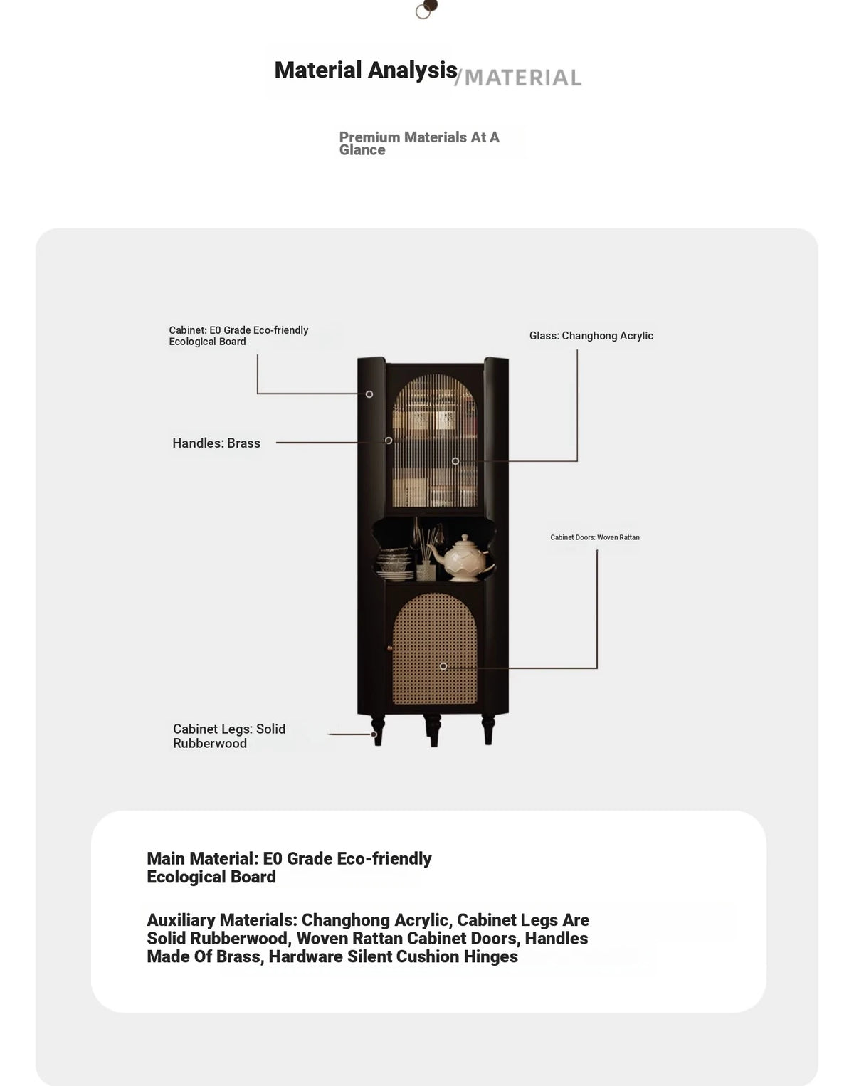 Elegant Black Cabinet with Acrylic Rattan Weaving Design – Stylish Storage Solution for Any Room fymj-4851