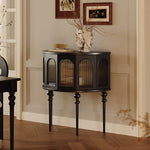 Elegant Multi-Layer Board Cabinet in Glass and Red Oak - Stylish Storage Solution for Modern Interiors fymj-4853