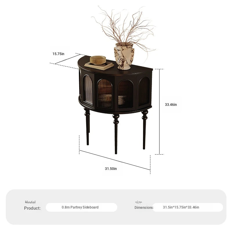 Elegant Multi-Layer Board Cabinet in Glass and Red Oak - Stylish Storage Solution for Modern Interiors fymj-4853