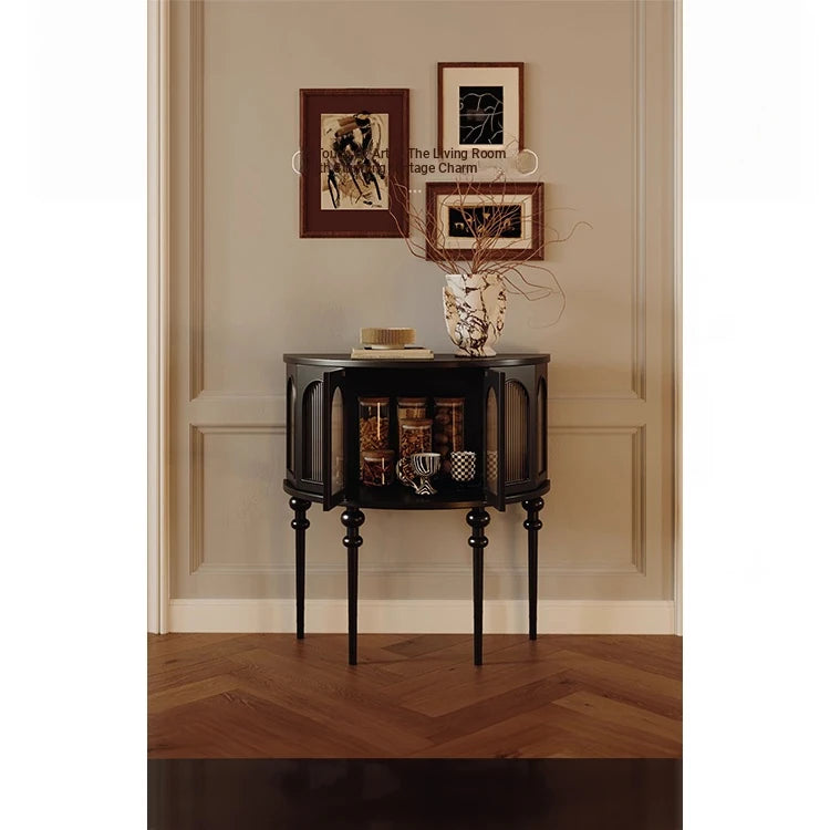 Elegant Multi-Layer Board Cabinet in Glass and Red Oak - Stylish Storage Solution for Modern Interiors fymj-4853