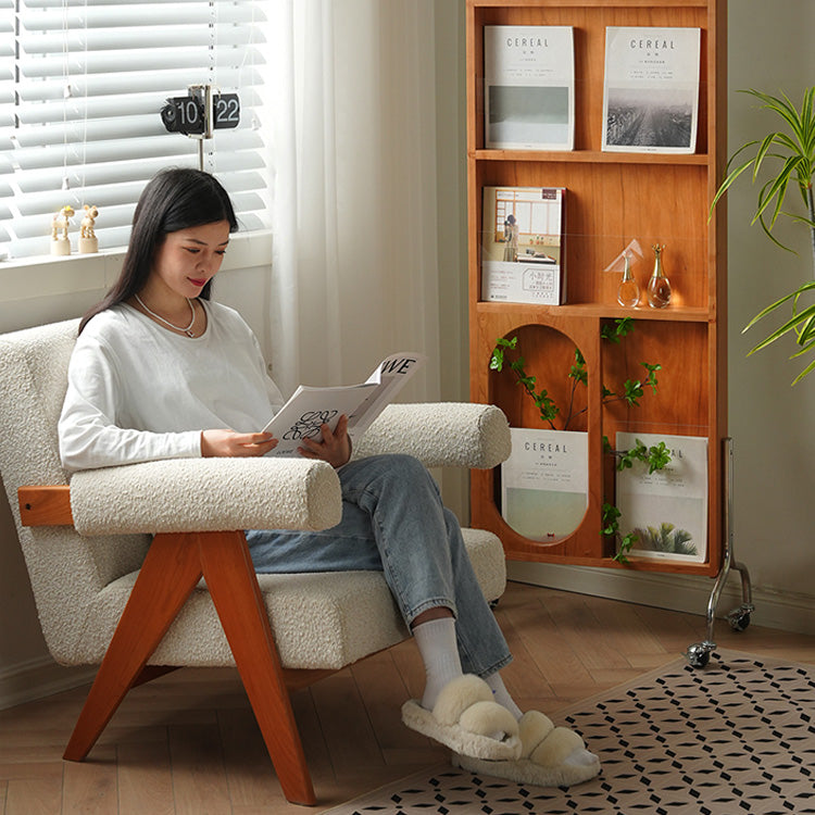 Stylish Multi-Material Storage Rack with Glass Shelves - Natural Wood, Brown, and Black Accents fyx-822