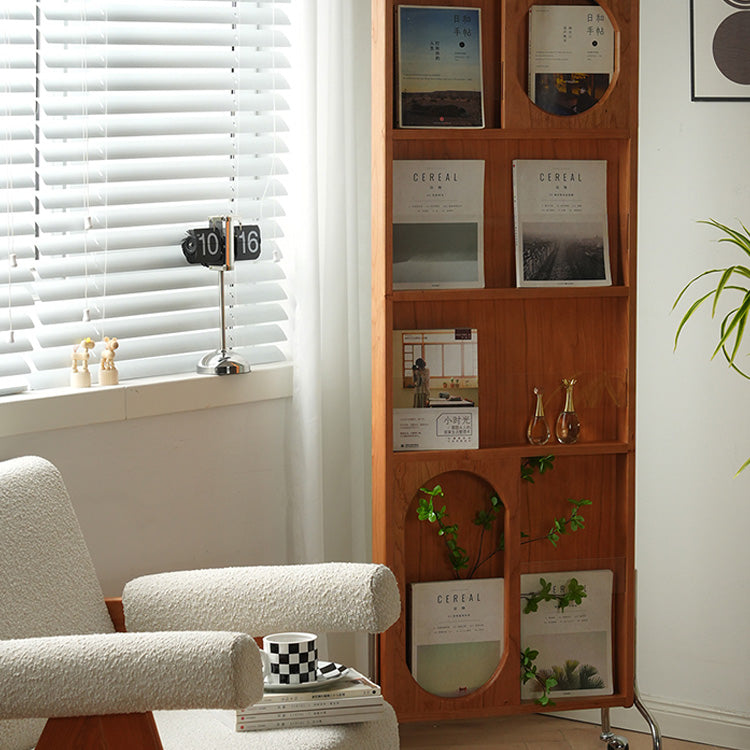 Stylish Multi-Material Storage Rack with Glass Shelves - Natural Wood, Brown, and Black Accents fyx-822