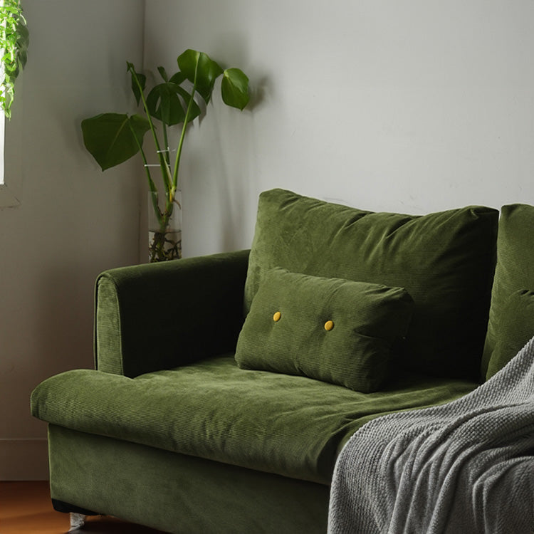 Luxurious Dark Green Sofa with Natural Wood Accents and Goose Down Cushions fyx-825