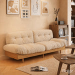 Nordic Cream Style Fabric Sofa, Khaki Straight Couch with Solid Wood Frame for Small Spaces fyx-826
