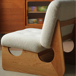 Elegant Green Upholstered Chair with Off White and Natural Cherry Wood Finish fyx-827